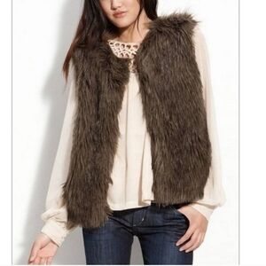 Sanctuary Faux Fur Vest in Dark Brown